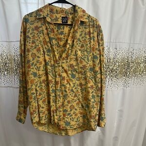 GAP Yellow Floral Long Sleeve Shirt